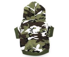 smalllee _ LUCKY _store chemise à chien à capuche de petits vêtements pour chien à capuche pour garçon Motif camouflage pour homme, vert XS