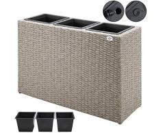 Deuba - Bac à Fleurs polyrotin Beige 3 Compartiments - 83x30,5x60 cm - Pot Fleurs, bac Vertical, intérieur, extérieur