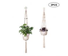 Plante Cintre,2 PCS Suspension Corde Plante Macramé Porte Pot Suspendu Plante Cintre Intérieur Ou Extérieur Décoration du Jardin avec