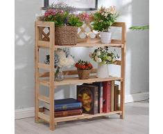 ZHAS Plancher de Pergola Multi-Viande Pot Rack Balcon Salon en Bois Massif Plusieurs Étages en Bois Pot À Fleurs Rack Décoration Jardin (Couleur: Couleur Bois Naturel, Taille: Trois Couches)