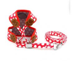 Smalllee Lucky Store Laisse/harnais pour petit chien ou chat Motif à pois Respirant, en maille filet souple et durable