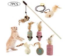 Comius Sharp 7 Pièces Ensemble de Jouets pour Chat, Animal Domestique Jouet interactif, Remplaçables de Plumes Jouet pour Chat Fun Coffret Cadeau pour Fun pour Chat Chaton Minou