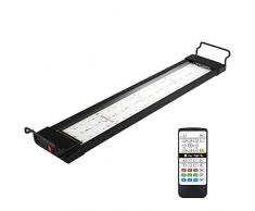 NO.17 Éclairage Aquarium LED, 18W Rampe LED pour Aquarium deau Douce,avec télécommande et supports extensibles, modèle déclairage 24 heures sur 24, mode météo 4, couleurs RVB, 55-70 cm