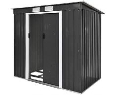 TecTake Abri de Jardin, Cabane à Outils, en Métal, avec Fondation, Gris