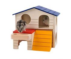 Reefa Maison/Maisonnette/Villa Rongeur en Bois Pour Hamster Nain Souris Rat Gerbille Petits Rongeurs-Longueur*Largeur*Hauteur:17*9*18cm