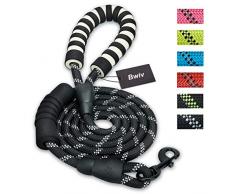 Bwiv 1.8M Laisse pour Chien avec 2 Poignées Souple Solide Corde Réfléchissants pour Moyens ou Grands Chiens à Promenade Randonnée Noir