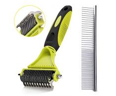 Brosse Chien/Chat, Peigne déméloir Professionnel pour Chien/Chat, fourrure peigne en métal antidérapant double face, pour Masser les Animaux et Denouer les NÅ“uds (Dual)