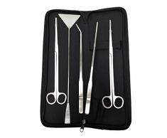 Signstek 5 en 1 Ciseaux Aquarium, Tank Tweezers Ciseaux Ensemble doutils de spatule,en Acier inoxydable,Aquascaping outil pour Aquarium