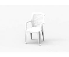 Mr CHAISE Fauteuil de Jardin Diva Blanc en Plastique avec accoudoir, Pied, Dossier Robuste et Stable