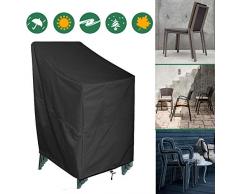 AKEfit Housse de Protection imperméable pour chaises de Jardin inclinables et empilables en Polyester Oxford 420D 65 x 65 x 120/80 cm Noir