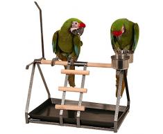 Northern Parrots Perchoir de table avec porte-jouets et mangeoires pour perroquet