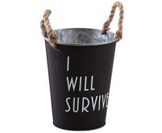 AUBRY GASPARD Cache-Pot en métal laqué Noir Mat I Will Survive
