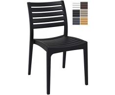 CLP Chaise de Jardin Ares en Plastique - Chaise dExtérieure Empilable - Chaise de Cuisine Confortable avec Dossier et Durable - Charge Max. 160 kg - Couleur: Noir