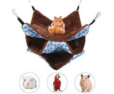 YOUTHINK Hamac pour Petits Animaux, Hamac pour Animaux de Compagnie, Doux et Chaud, Lit Suspendu à Couchette pour Hamster, Furet, Perroquet, Cochon dInde(Nid à 3 Couches)