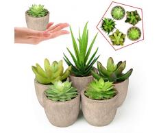 Abree Lot de 5 plantes succulentes artificielles grises Faux cactus pour décoration de la maison et du bureau