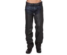 KENROD Chaps pour Moto en Cuir Couvre Votre Pantalon en Cuir Souple Couleur Noir Taille L