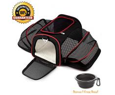 La Gracery Sac Transport pour de Chiens et Chat Pliable Ventilé Convient pour Le Camping, Les Voyages et pour Avion Voiture