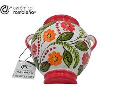 CR CERAMICA RAMBLEÑA Pot de Fleurs Mural en céramique pour Suspendre 100% décoré à la Main 20 x 20 x 14 cm