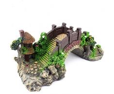 Ouken 1pc Aquarium Magique résine décoration Pont coloré Pavillon Arbre Rocaille pour Fish Tank