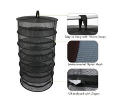 JanTeel Suspendue Filet de Séchage étagères, Pliable 6 Couches Panier de Séchage Grand Porte-Sèche Filet de Rangement Tente Herbe Bud Plant Sécher pour Portable Pique-Nique Voyager (Noir)