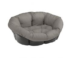 Coussin Ferplast pour Chien et Chats Coussin Sofa 4 Coussin de Rechange Rembourré pour Corbeille en Plastique, Coton Doux Lavable, Réglable avec Cordon Élastique, 64 X 48 X H 25 cm Gris