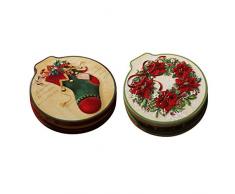 B Blesiya 2X Boîte de Cadeau Round Zadd Ou Zsub Cheval Bouche en Forme De Fer Bonbons Cookie Coffret Cadeau Bocal De Noël