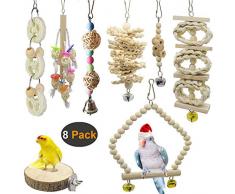 AIDIYA Lot de 8 Jouets à mâcher pour Oiseaux, Oiseaux Jouets perroquets, perruches, perruches, aras,