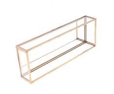 Sharplace Terrarium Rectangulaire en Verre Transparent et Alliage Cuivre Doré Exposition Bijoux Plantes - 25 x 9 x 4 cm