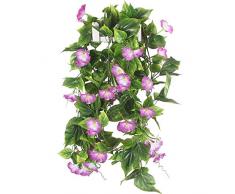HUAESIN 2pcs Lierre Artificielle Plantes Guirlande 2.1M Plante Artificiel Suspendu Ivy Lierre Artificielle Liseron Décoration pour Jardin Mariage Balcon Clôture Fleurs Violets