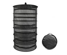 JanTeelGO Suspendue Filet de Séchage étagères, 6 Couches Pliable Panier de Séchage Grand Porte-Sèche Filet de Rangement Tente Herbe Bud Plant Sécher (Fermeture éclair Noir)