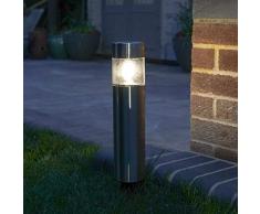 Borne Solaire en Acier Inoxydable Design Moderne Éclairage LED à Filament Blanc Chaud par Festive Lights