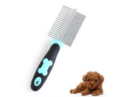 PETGDS Peigne de Toilettage de Chien, Brosse en Acier Inoxydable pour Chat avec Peigne à Double Face en Acier Inoxydable pour Chat avec Poignée Antidérapante, Outil de Toilettage Animal de Compagnie