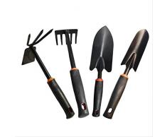 WJSW Poignée en Plastique Noir Râteau à Cinq Dents Jardinage Pelle à Fleurs en Quatre pièces Outil de Jardinage de houe à Double Usage Pelle Outil de matériel de Jardin