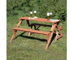 Directachat56 Banc de Jardin Bois Massif, Transformable en Table Pique-Nique