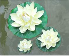 Xuxuou Flottant Lotus Fleurs Artificielles Lotus Nénuphar Simulation Plantes Aquatiques pour Mariage Aquariums Fish Tank Étang Décoration (3)