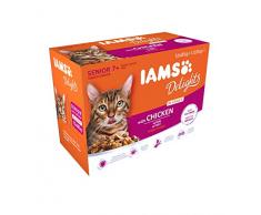 Iams Senior Nourriture Humide en Sauce Poulet pour Chat Toutes Les Races 12 Sachets x 85 g
