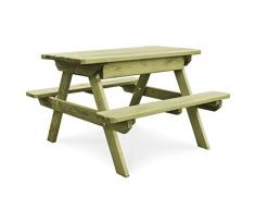 yorten Table de Pique-Nique de Jardin avec Bancs, avec Grand Espace de Rangement, Bois de Pin Imprégné Vert 90 x 90 x 58 cm (L x l x H) Résistance aux Intempéries