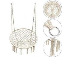 LTJY 100% Fait à Main Hamac Siège Suspendu pour Enfant hamac Balançoire Brasil Fauteuil Chaise Suspendu Coton pour Jardin Balancelle Lit Suspendu Extérieur/Intérieur (Enfant hamac)