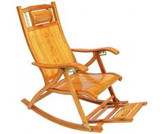 INCLINABLES balancelle en bois massif Rocking Chair, bambou pliant inclinable massage des pieds, réglage 5 vitesses, for intérieur et extérieur xiuyun
