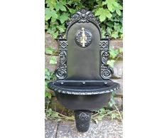 Fontaine murale de jardin avec vasque - style ancien - aluminium - noire