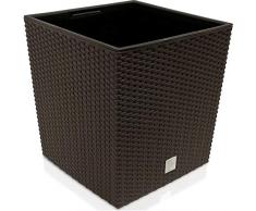 Bac à Fleurs 64 L Aspect polyrotin Pot de Fleurs 39x39x40,5cm pour intérieur et extérieur Plantation Poignée Jardinière Couleur Marron (Umbra)