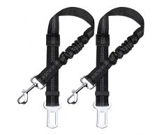 Toozey Lot de 2 Voiture Ceinture de Securite pour Chien, avec Absorption des Chocs et Mousqueton Elastique Reglable pour Chien Harnais de Securite Superieure pour Tous Les Chiens et Chats