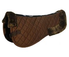 Rhinegold Tapis de selle Confort Demi Pad, cheval Pony Pad – Toutes les tailles de couleurs – Fausse fourrure (poney, Marron)