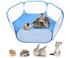 MAIKEHIGH Pliable Pet Puppy Playpen Cage Play Tente Outdoor Indoor Fence for Guinea Pig, Rabbits, Hamster, Chinchillas and Hedgehogs (Blue)