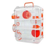 Cage en plastique rigide pour hamster avec abri, abreuvoir, mangeoire et roue