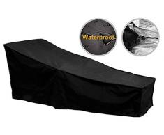 F Fellie Cover Housse de Chaise Longue Exterieur Couverture de Bain de Soleil Imperméable Bâche pour Chaise Longue 210 * 75 * 80/40cm Noir