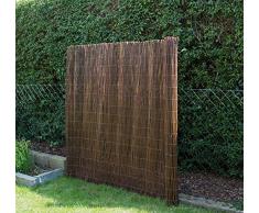 Canisse en latte brun foncé, clotûre de jardin, Dim : 500 x 150 cm -PEGANE-