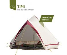 skandika Comanche - Tente tpi indien - 8 personnes - env. 4 m de diamètre (Sable/rouge)