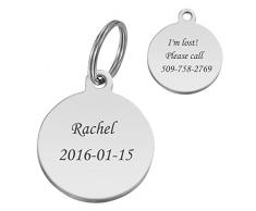 HooAMI Médaille Chien Identification Gravure Personnalisé Prénom Adresse Tel en Acier Inoxydable avec Service Gratuit de Gravure pour Moyen/Petit Chien