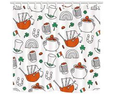 MMPTN Saint Patrick Rideau De Douche Trèfle Bagpipe Bocal Fer À Cheval Verre Or Chapeau Résistant À La Moisissure Polyester Tissu Imperméable Rideau De Douche Ensemble Crochets 71X71in